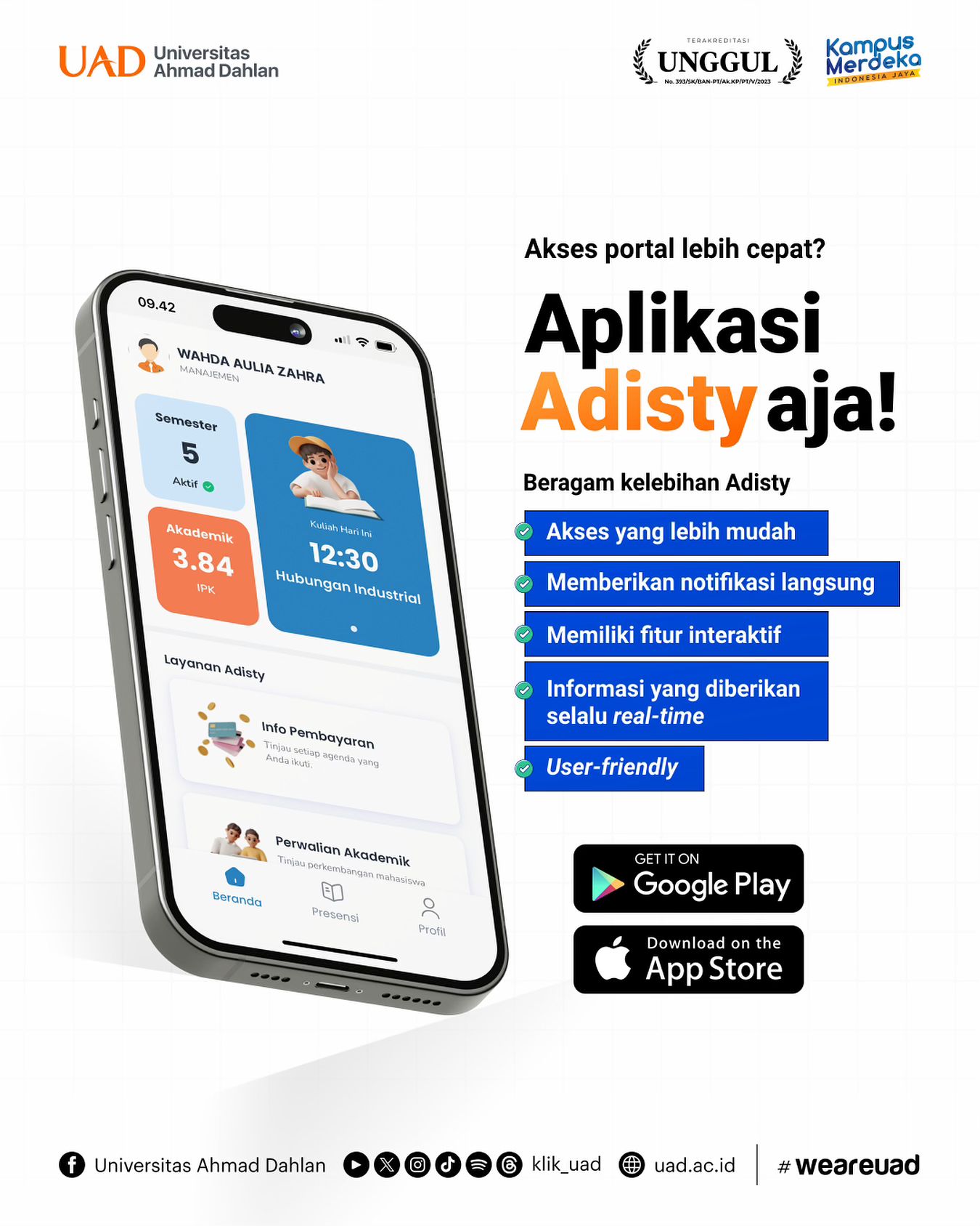 Akses portal jadi lebih cepat pakai aplikasi Adisty , Baru!
