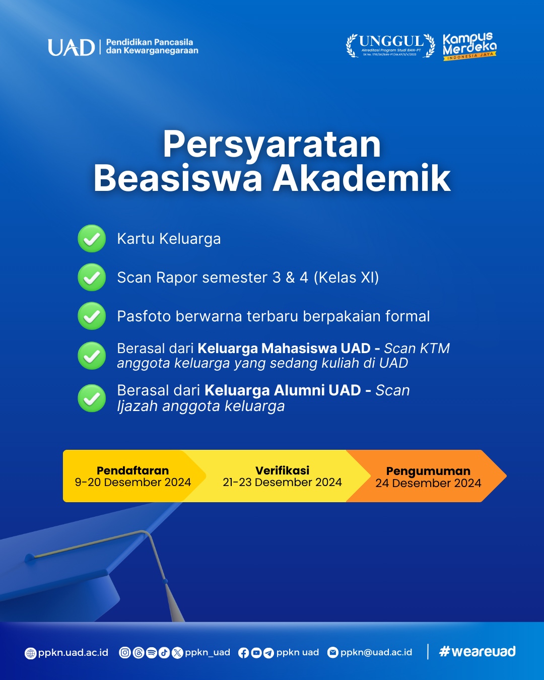 Beasiswa Akademik Untuk Keluarga Mahasiswa & Keluarga Alumni PPKn UAD