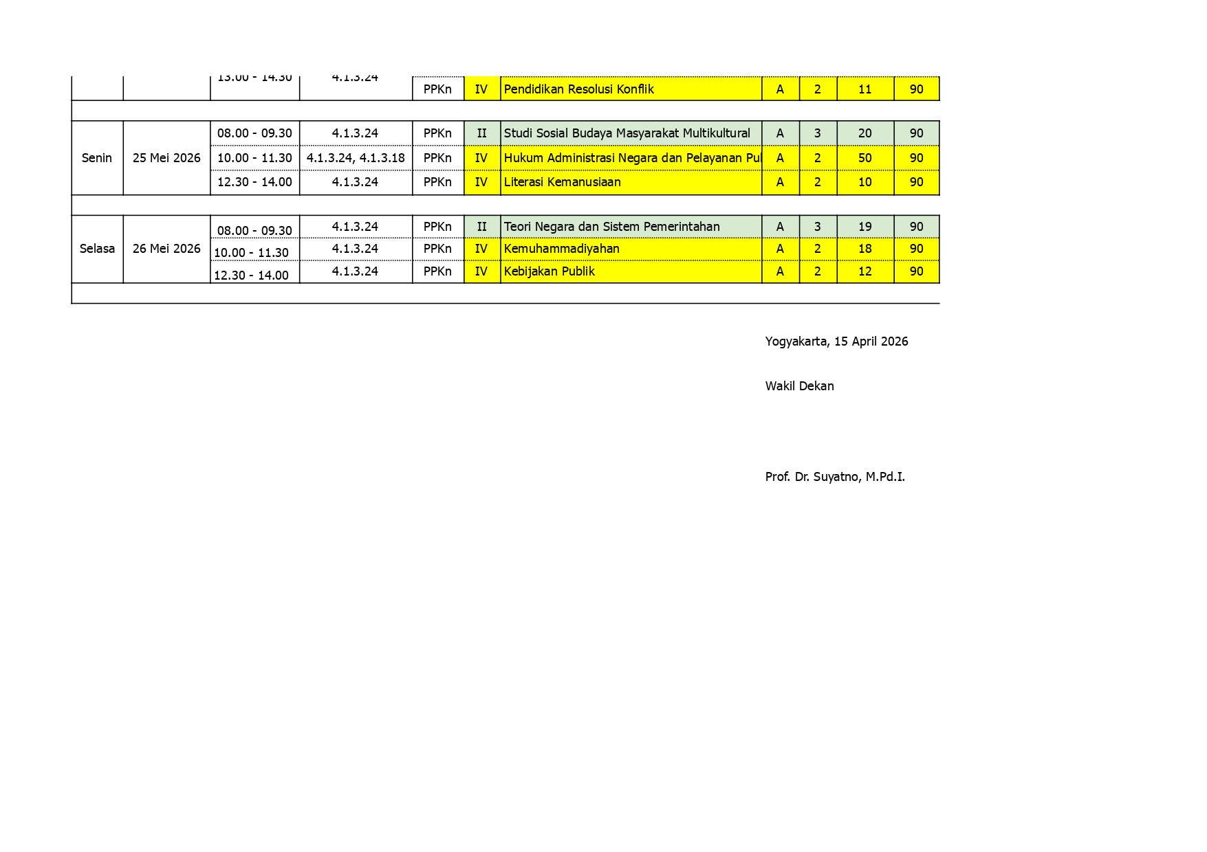 Jadwal UTS Prodi PPKn Semester Genap 2025/2026