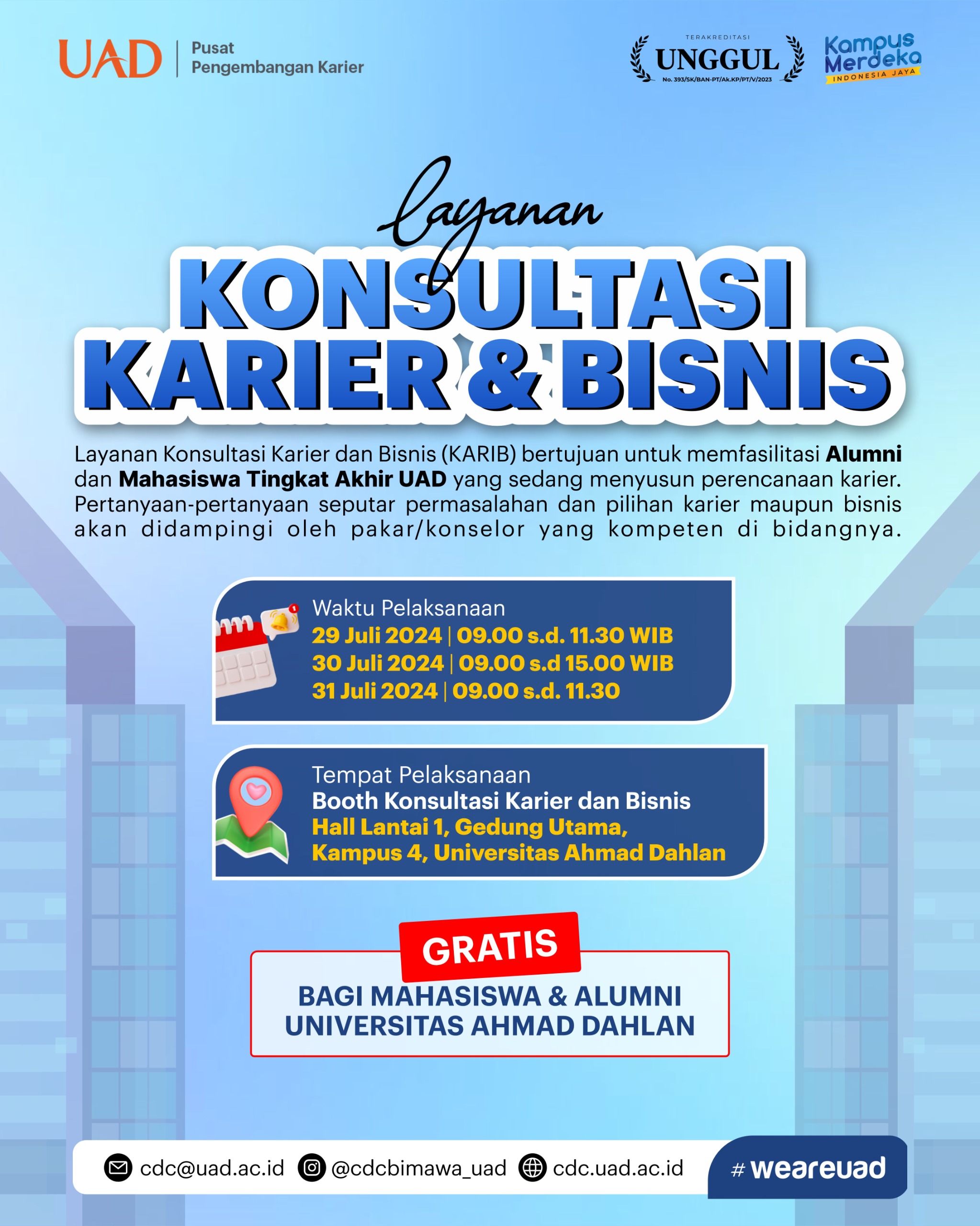 Layanan Konsultasi Karier & Bisnis - UAD Job Fair #10