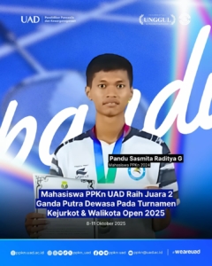 Mahasiswa PPKn UAD Meraih Juara 2 Ganda Putra Badminton Kejurkot & Walikota Open 2025
