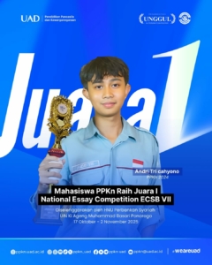 Mahasiswa PPKn UAD Raih Juara 1 National Essay Competition ECSB VII