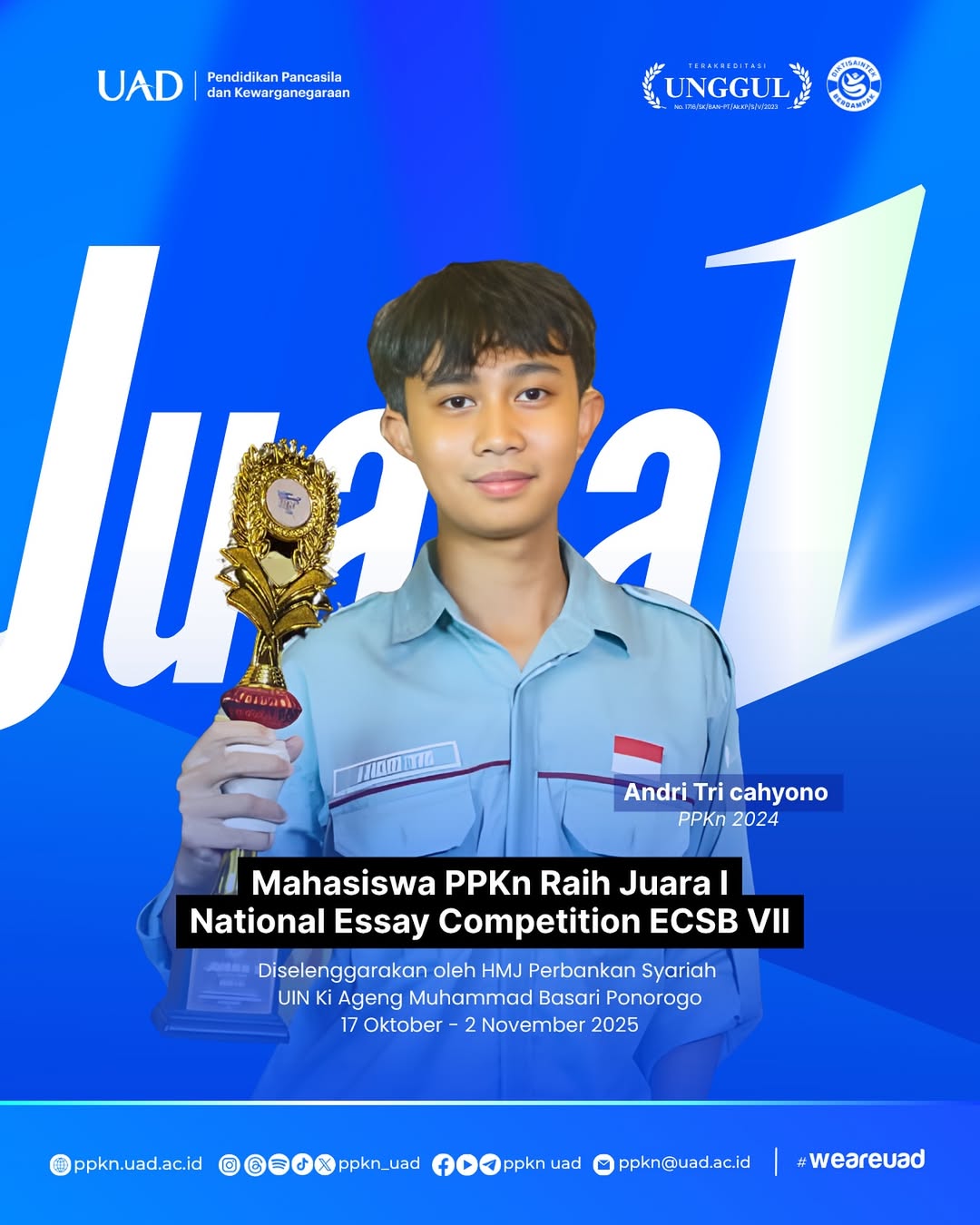 Mahasiswa PPKn UAD Raih Juara 1 National Essay Competition ECSB VII ...