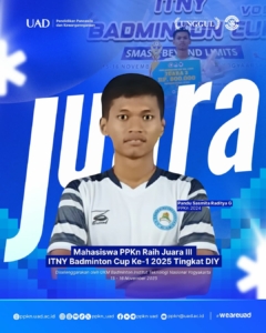 Mahasiswa PPKn UAD raih juara 3 pada ITNY Badminton Cup ke-1 2025 Tingkat DIY