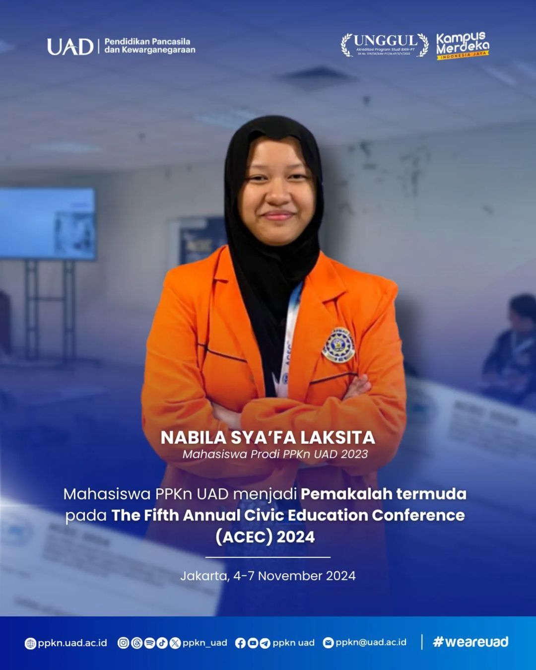 Nabila Sya'fa Laksita, Menjadi Pemakalah Termuda di The Fifth Annual Civic Education Conference (ACEC) 2024