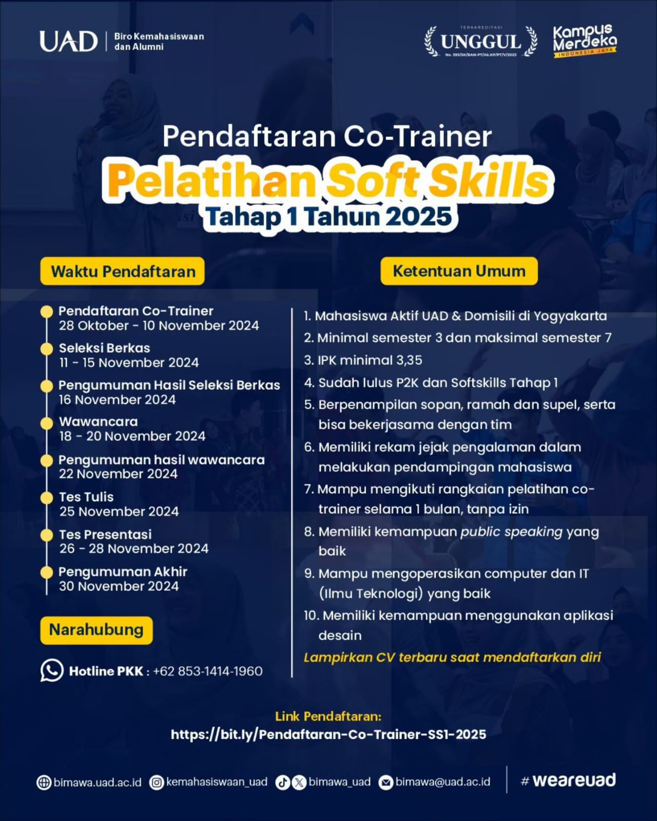 Pendaftaran Co-Trainer Pelatihan Soft Skills Tahap 1 2025