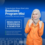 Pengumuman Lolos Beasiswa Program Misi (BPM) Universitas Ahmad Dahlan