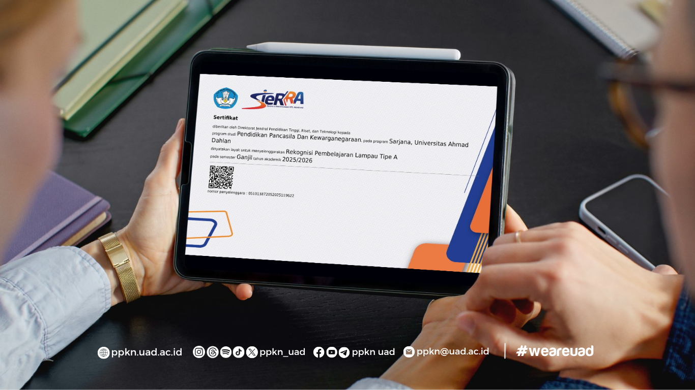 Sertifikat penyelenggaraan RPL Tipe A Program Studi PPKn UAD