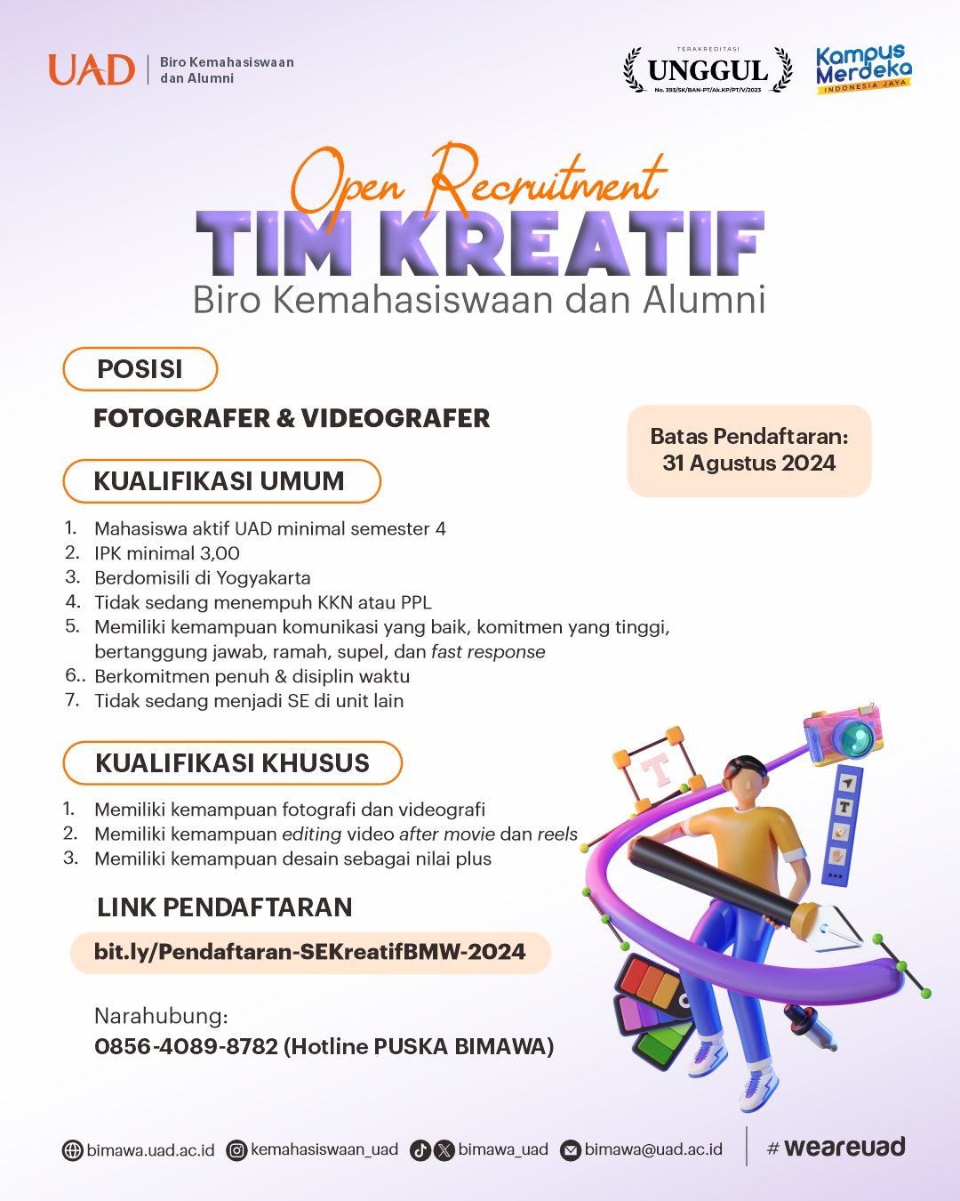 open recruitment tim kreatif bimawa uad